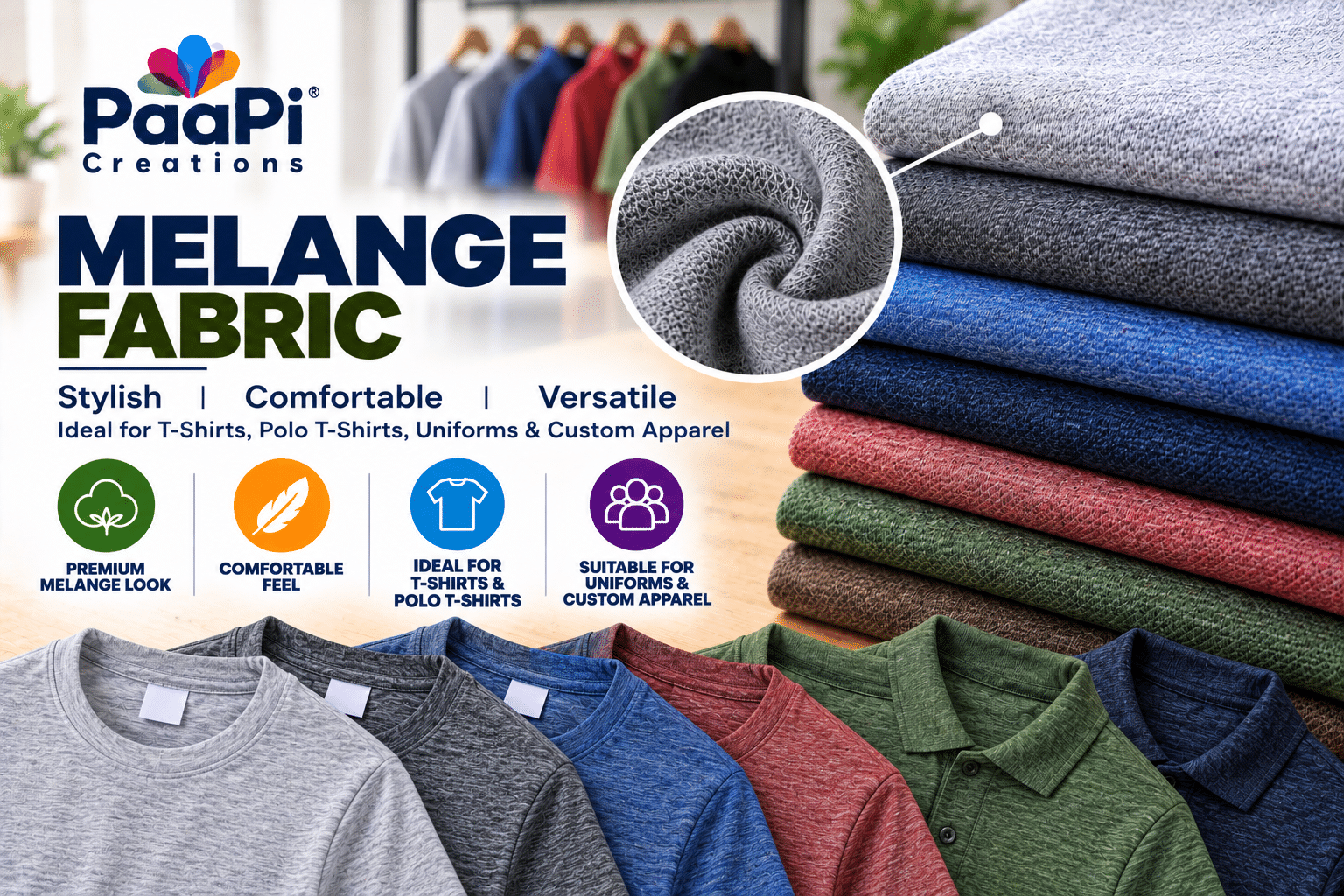 Melange Fabric for Custom T-Shirts and Polo T-Shirts