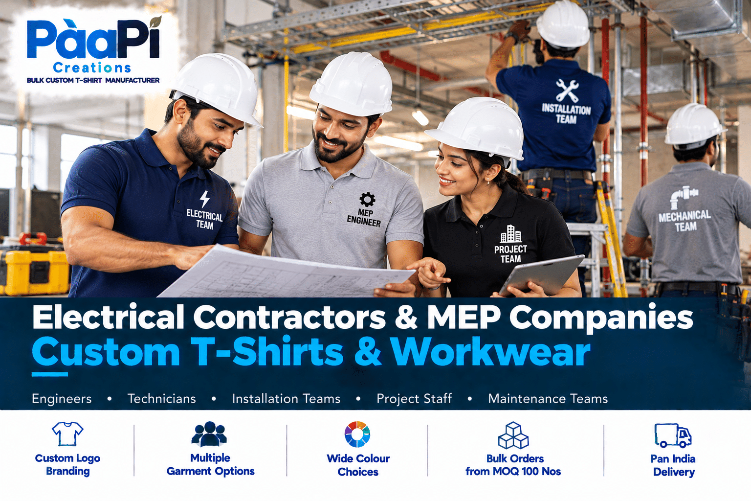 MEP Staff T-Shirts for electrical engineers technicians and project teams