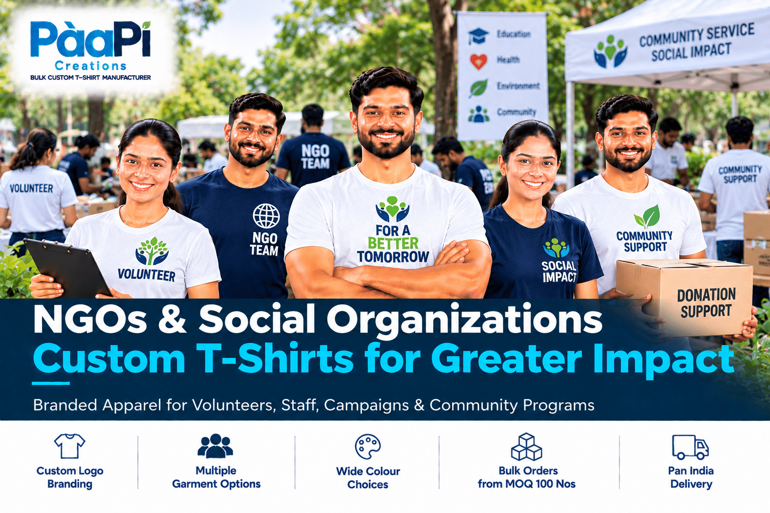 NGO Volunteer T-Shirts for community programs and social campaigns