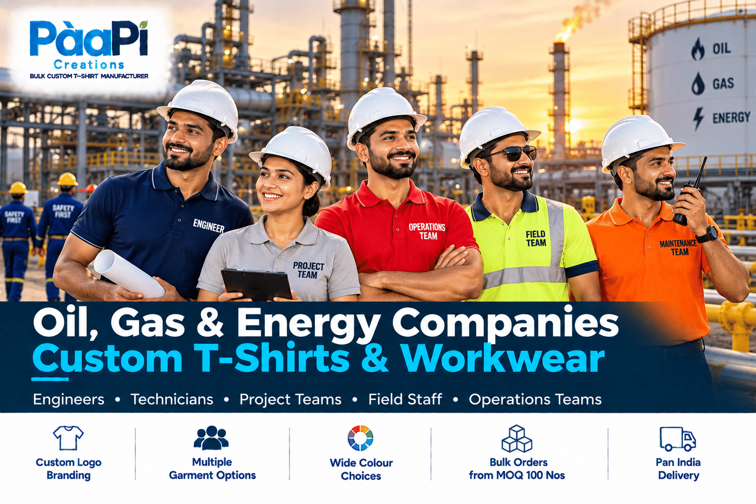 Oil & Gas Staff T-Shirts for engineers technicians and project teams
