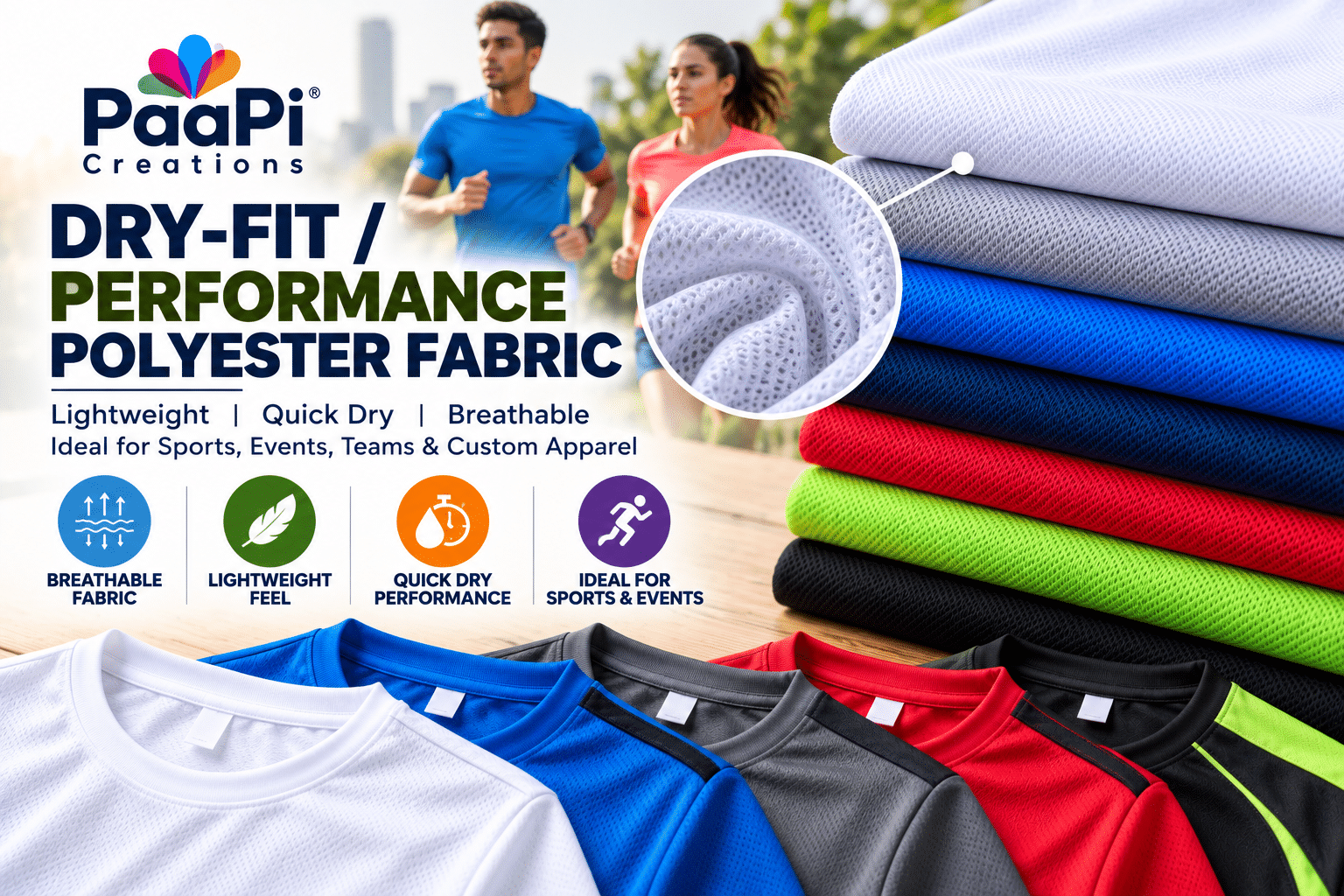 Performance Polyester Fabric for Sports T-Shirts and Sportswear