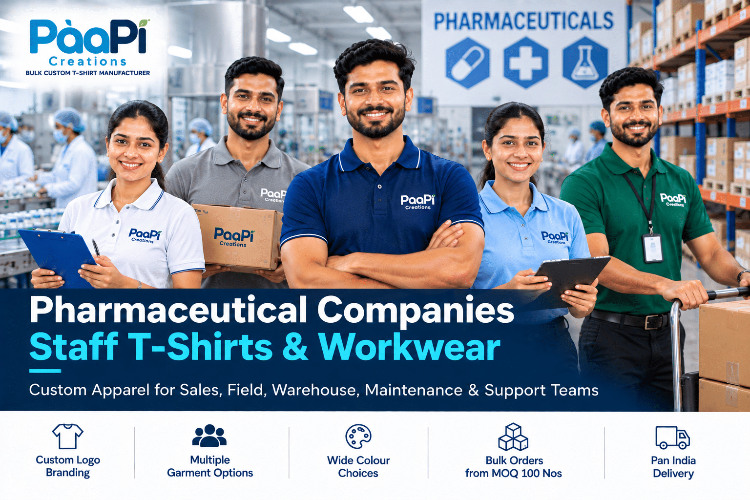 Pharmaceutical Staff T-Shirts for sales warehouse and support teams