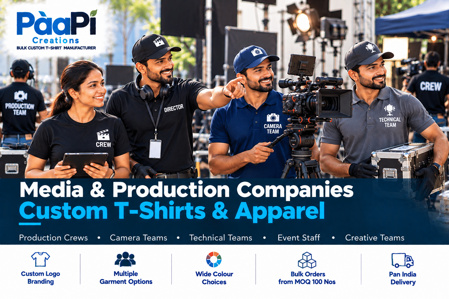 Production Crew T-Shirts for media film and camera teams