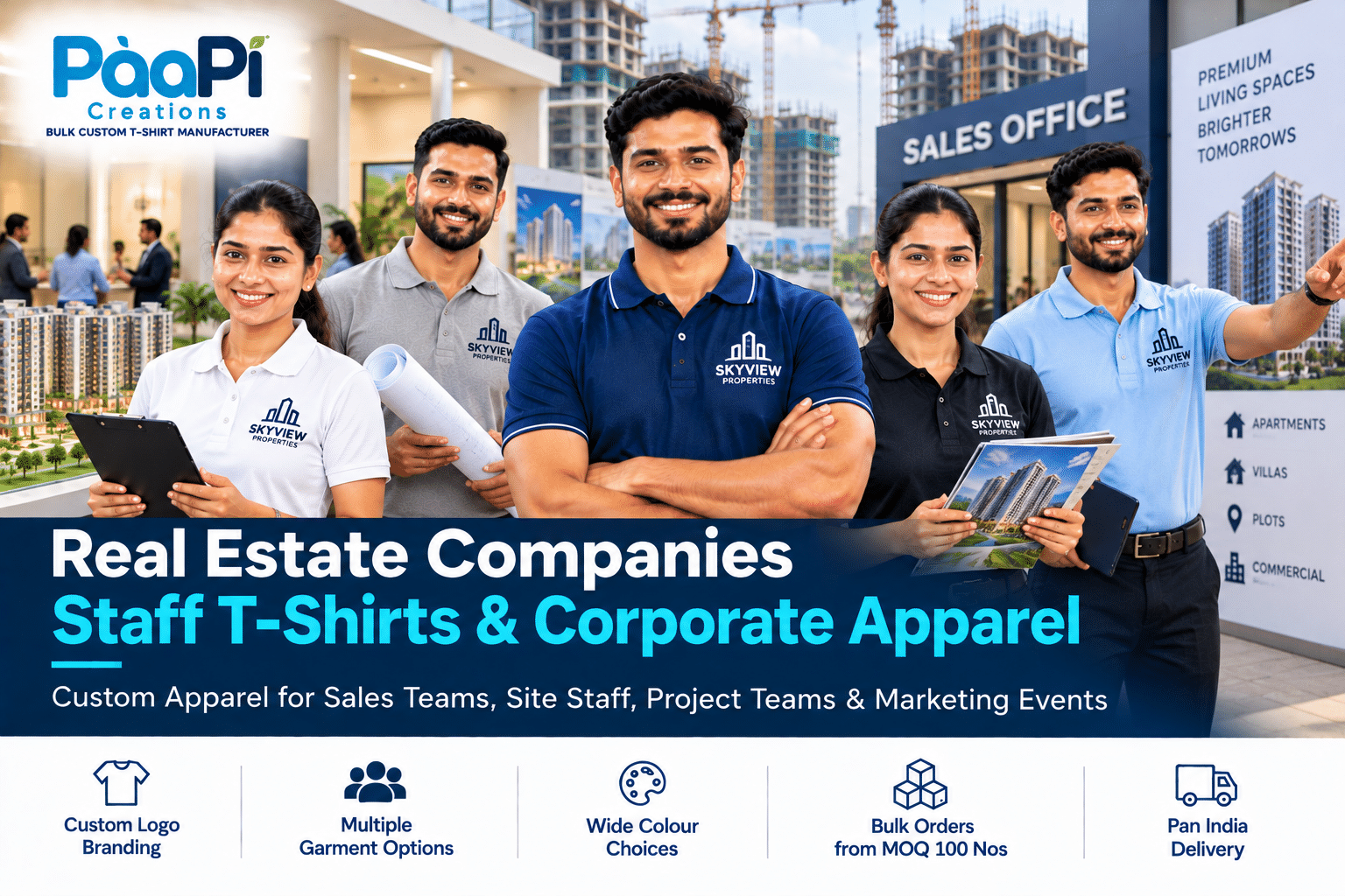 Real Estate Staff T-Shirts for property sales and project teams