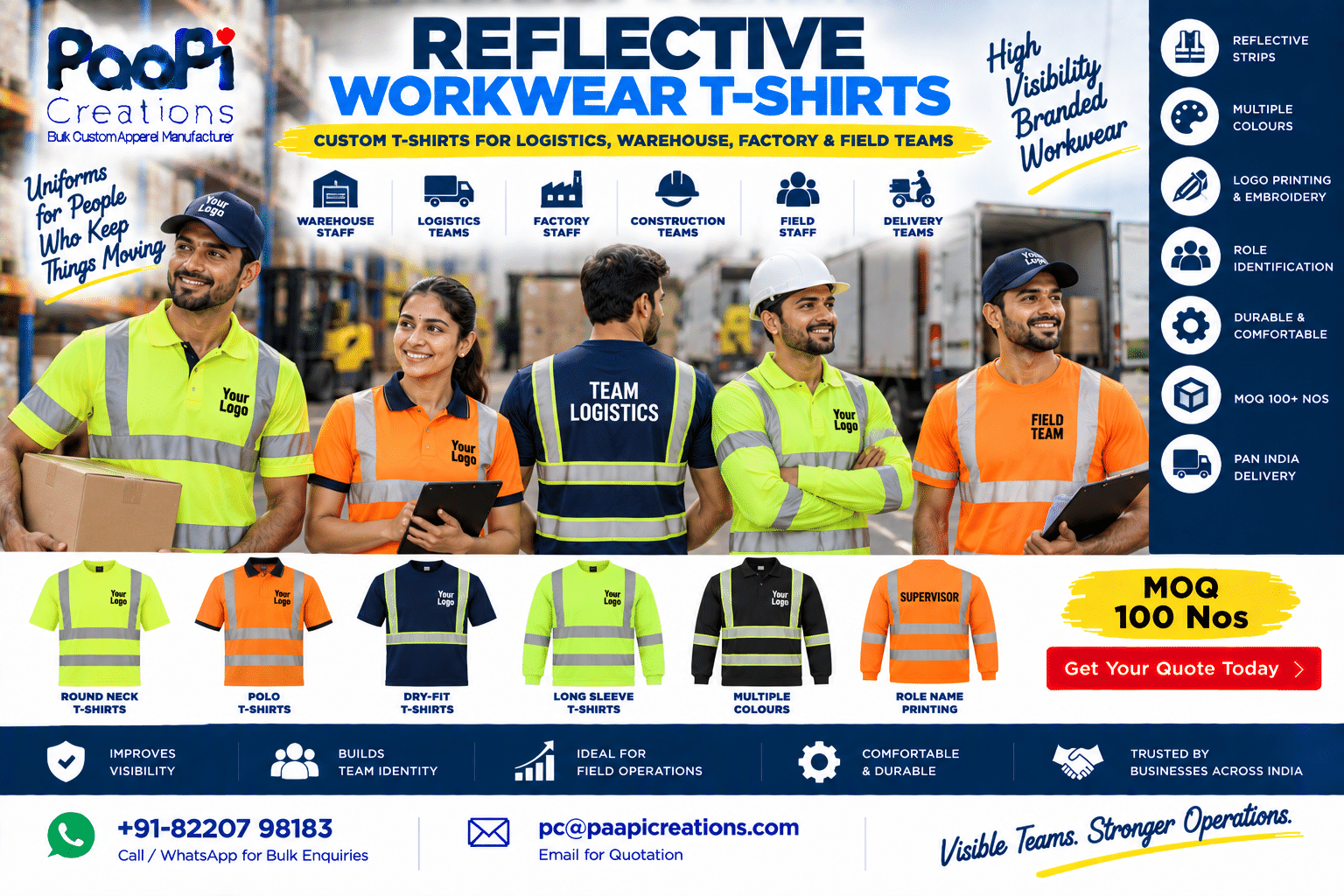 Reflective Workwear T-Shirts for warehouse logistics and field staff