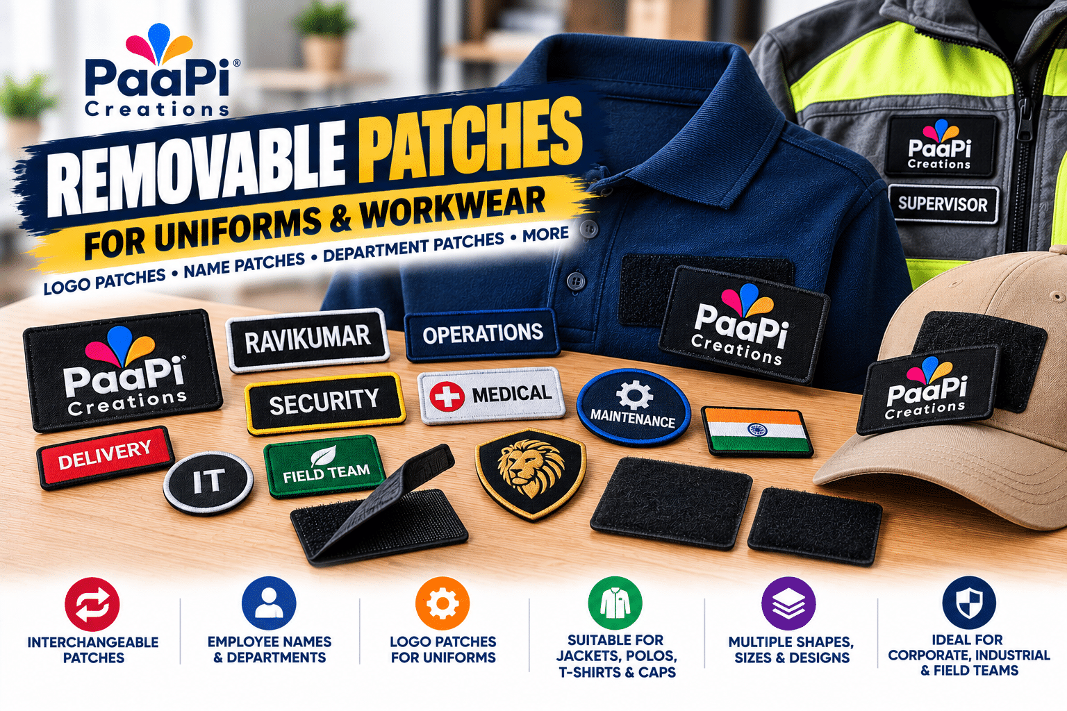 Removable Patches for Custom Apparel and Uniforms