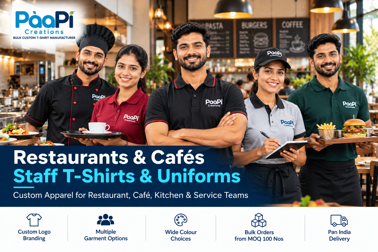 Restaurant Staff T-Shirts for restaurant café and service teams