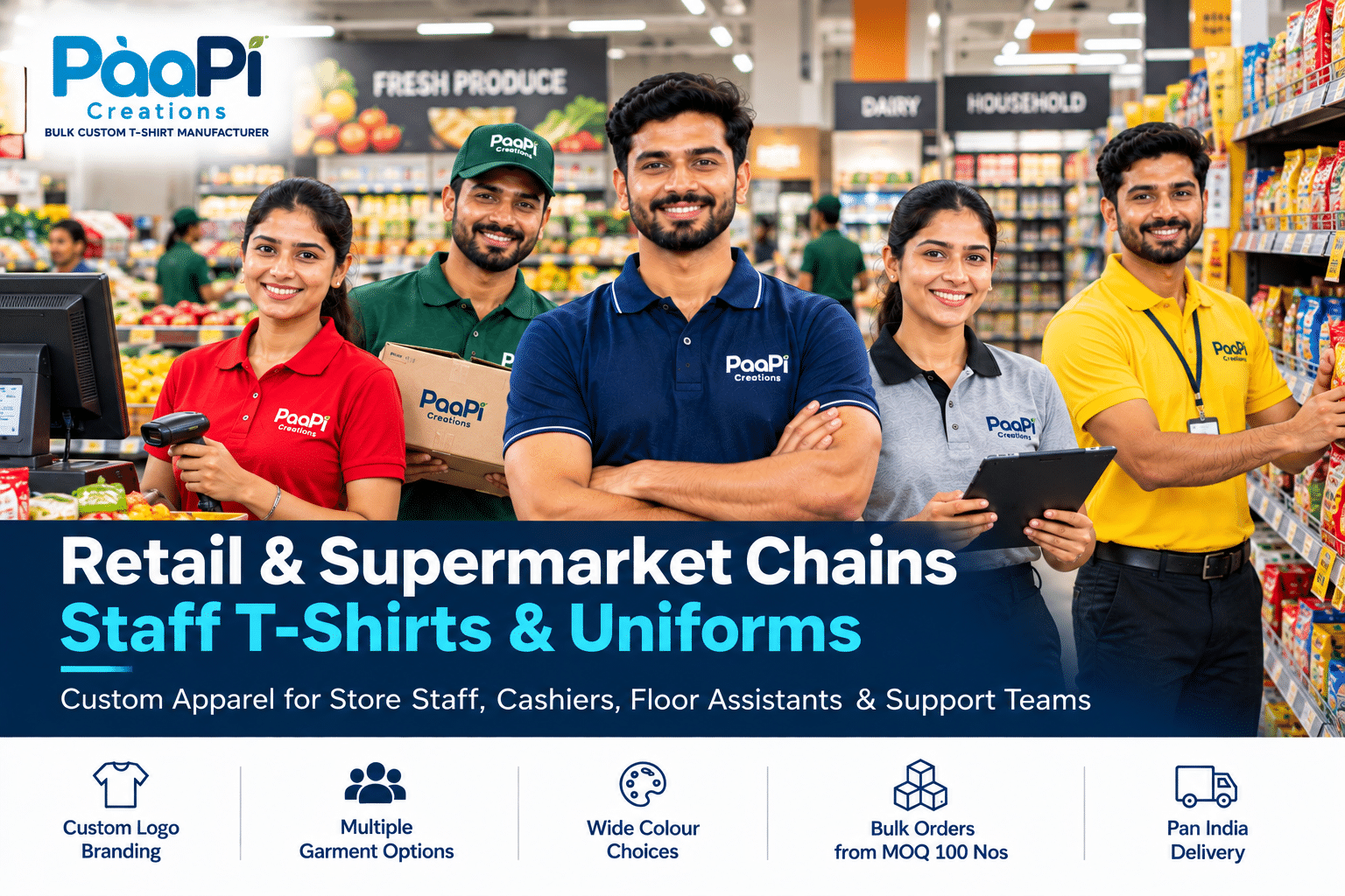 Retail Staff T-Shirts for supermarket sales and store teams