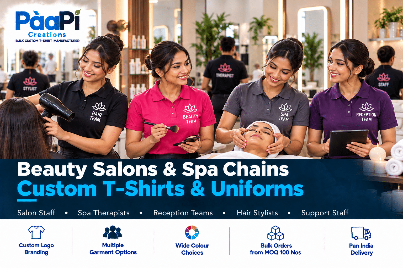 Salon Staff T-Shirts for beauty spa and reception teams