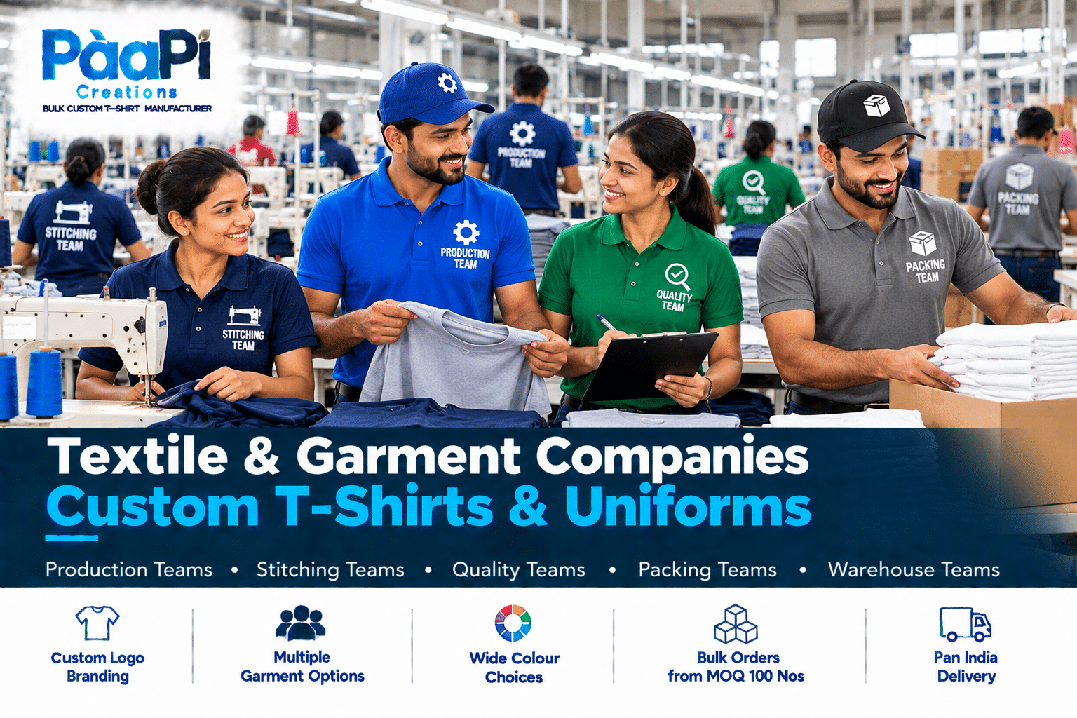 Textile Staff T-Shirts for garment factory production and quality teams