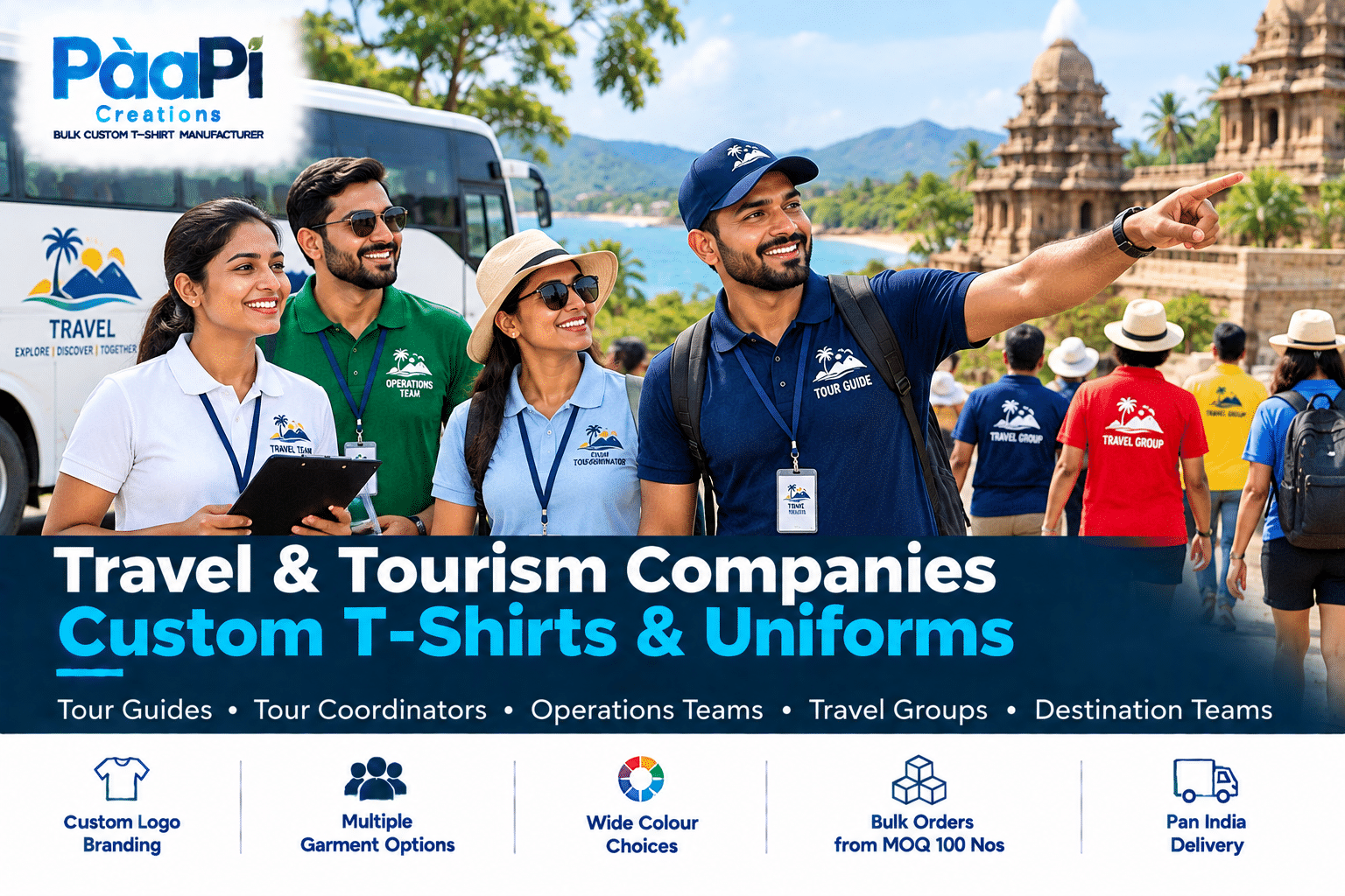 Travel Company Staff T-Shirts for tour guides and coordinators