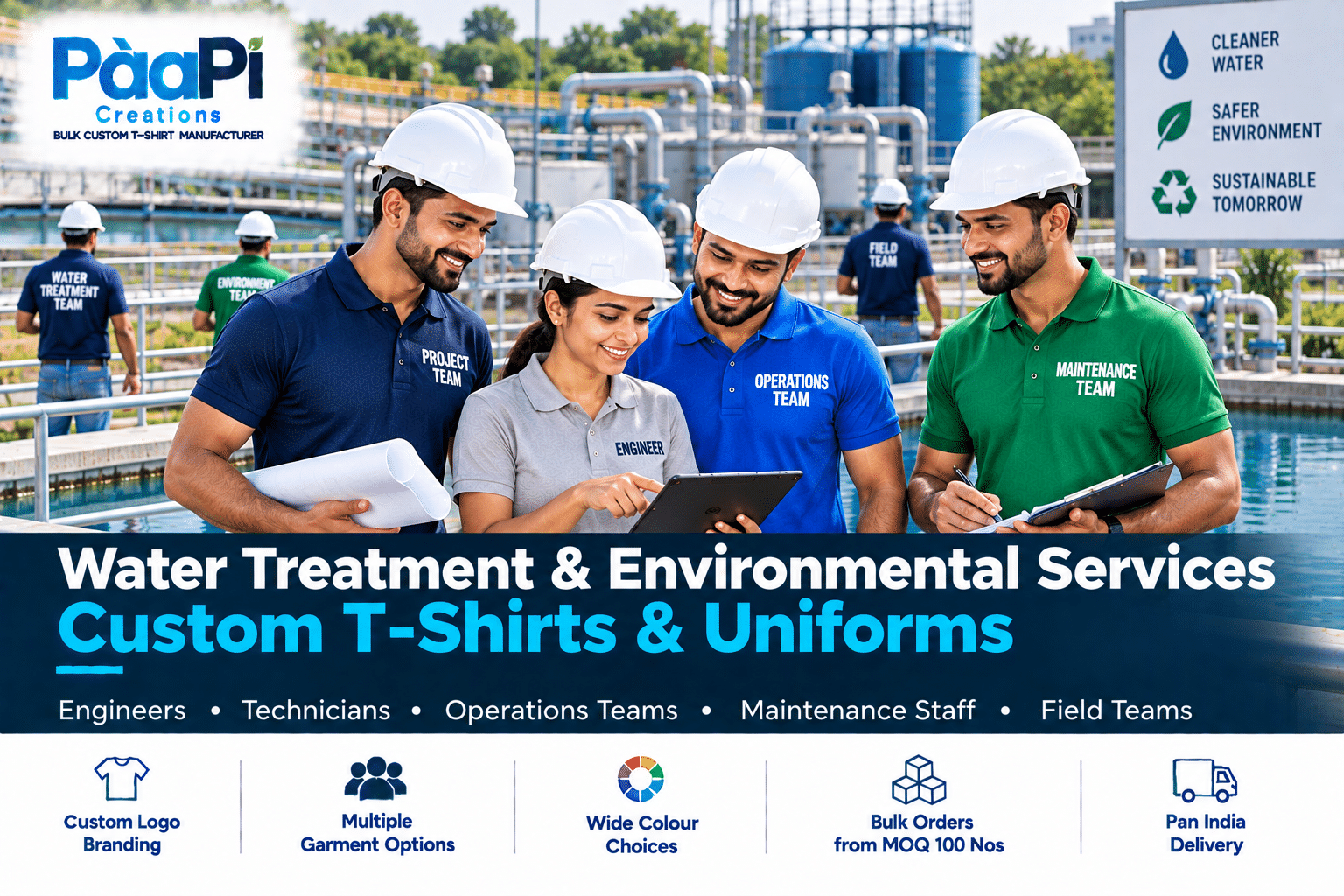 Water Treatment Staff T-Shirts for engineers technicians and operations teams