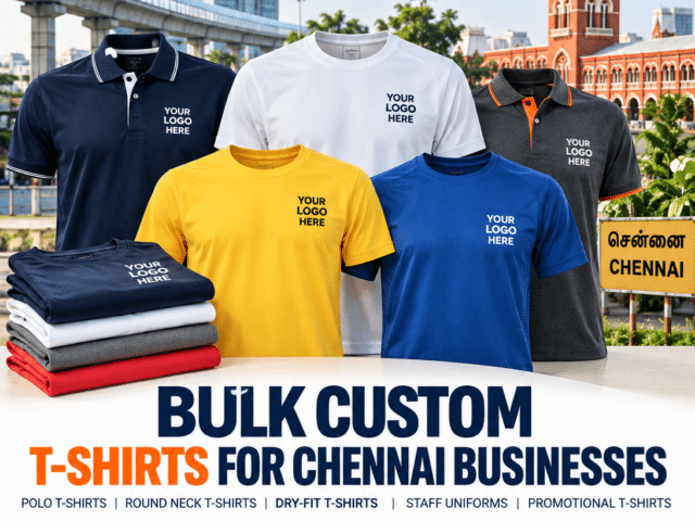 Bulk custom polo and round neck T-shirts supplied to Chennai businesses by PaaPi Creations